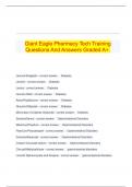   Giant Eagle Pharmacy Tech Training Questions And Answers Graded A+.