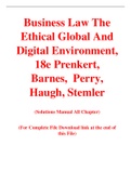 Business Law The Ethical Global And Digital Environment 18th Edition By Prenkert, Barnes,  Perry, Haugh, Stemler (Solution Manual)