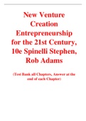 New Venture Creation Entrepreneurship for the 21st Century 10th edition By Spinelli Stephen, Rob Adams (Test Bank)