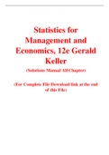 Statistics for Management and Economics 12th Edition By Gerald Keller (Solution Manual)