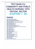 Test Bank for Community and Public Health Nursing Tenth Edition (Rector, 2021) ,Chapter 1-30 | All Chapters.