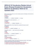 HESI A2 V2 Vocabulary Retake Actual  Exam (Passed Graded A+) Vocabulary  HESI A2 V2 (Retake)/ HESI A2 V2  Updated 2023