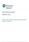 Pearson Edexcel GCSE in Biblical Hebrew (1BH0) Paper 2: Literature 1bho/02 mark scheme june 2024