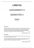 LRM3702 ASSIGNMENT 6 SEMESTER 2 2024 WRITTEN ANSWERS