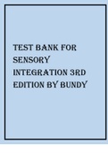 TEST BANK FOR SENSORY INTEGRATION 3RD EDITION BY BUNDY