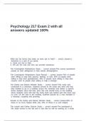 Psychology 217 Exam 2 with all answers updated