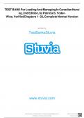 TEST BANK For Leading And Managing In Canadian Nursing, 2nd Edition, by Patricia S. Yoder-Wise, Verified Chapters 1 - 32, Complete Newest Version