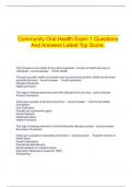 Community Oral Health Exam 1 Questions And Answers Latest Top Score.