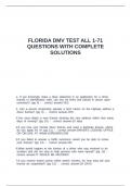 FLORIDA DMV TEST ALL 1-71 QUESTIONS WITH COMPLETE SOLUTIONS