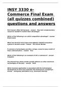 INSY 3330 e-Commerce Final Exam (all quizzes combined) questions and answers