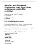 Materials and Methods of Construction exam 2 questions and answers (verified for accuracy).