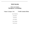 Horngren's Accounting (Volume 1) 12th Canadian Edition By Miller-Nobles, Mattison, Ella Mae Matsumura, Mowbray, Meissner, Jo-Ann Johnston (Test Bank)