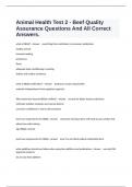  Animal Health Test 2 - Beef Quality Assurance Questions And All Correct Answers.