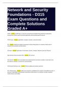 Network and Security Foundations - D315 Exam Questions and Complete Solutions Graded A+