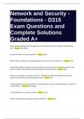 Network and Security - Foundations - D315 Exam Questions and Complete Solutions Graded A+