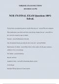 NUR 176 FINAL EXAM Questions 100% Solved.