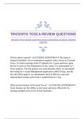 TRICENTIS TOSCA REVIEW QUESTIONS WITH GUARANTEED ACCURATE ANSWERS |VERIFIED