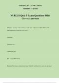 NUR 211 Quiz 5 Exam Questions With Correct Answers