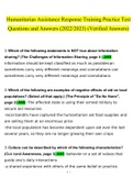 Humanitarian Assistance Response Training Practice Test Questions and Answers