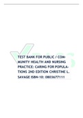 Exam Public Community Health and Nursing Practice 2nd ED Savage Test Bank