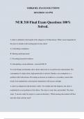 NUR 310 Final Exam Questions 100% Solved.