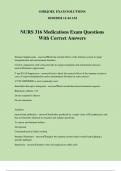 NURS 316 Medications Exam Questions With Correct Answers