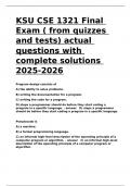 KSU CSE 1321 Final Exam ( from quizzes and tests) actual questions with complete solutions 2025