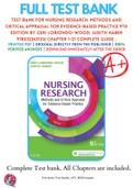 Test Bank For Nursing Research: Methods and Critical Appraisal for Evidence-Based Practice 9th Edition By Geri LoBiondo-Wood; Judith Haber 9780323431316 Chapter 1-21 Complete Guide .