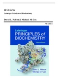 Test Bank - Lehninger Principles of Biochemistry, 7th Edition (Nelson, 2018) Chapter 1-28 | All Chapters