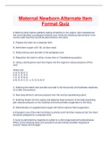 Maternal Newborn Alternate Item  Format Quiz