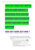  HESI EXIT NSNG 2231 MENTAL HEALTH CARE MODULE 1-4 QUESTIONS WITH VERIFIED ANSWERS AND RATIONALES LATEST 2023-2024 A RATED CERTIFIED