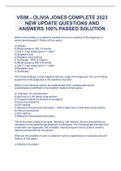 VSIM - OLIVIA JONES COMPLETE 2023 NEW UPDATE QUESTIONS AND ANSWERS 100% PASSED SOLUTION