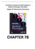 Test Bank for Guyton and Hall Textbook of Medical Physiology, 14th Edition Chapter 78: Adrenocortical Hormones 