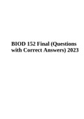 BIOD 152 Final (Questions with Correct Answers) 2023 Human Anatomy and Physiology