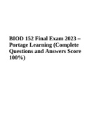 BIOD 152 AP 2 FINAL 2023 (Human Anatomy and Physiology Questions and Answers 100%), BIOD 152 Final Exam 2023 and BIOD 152 M4 Exam Human Anatomy and Physiology II with Lab (Portage Learning) Score A+ 2023 (Best Guide 2023-2024)