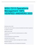 WGU C215 Operations Management 100% VERIFIED ANSWERS 2023 