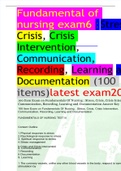 Fundamental of nursing exam6 : Stress, Crisis, Crisis Intervention, Communication, Recording, Learning and Documentation (100 items)latest exam2023 