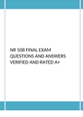 NR 508 FINAL EXAM QUESTIONS AND ANSWERS VERIFIED AND RATED A+