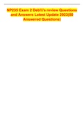 NP235 Exam 2 Deb's review Questions and Answers Latest Update 2023(50 Answered Questions)