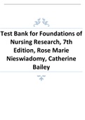 Test Bank for Foundations of Nursing Research 7th Edition  2024 latest update by Nieswiadomy.