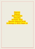 Pearson Edexcel Mark Scheme (Results) Summer 2022 Pearson Edexcel GCSE In Biology (1 BIO) Paper IH Mark Scheme (Results) Summer 2022 Pearson Edexcel GCSE In Biology (1BI0) Paper 1H Edexcel and BTEC Qualification