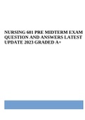 NURSING 601 PRE MIDTERM EXAM QUESTION AND ANSWERS LATEST UPDATE 2023 GRADED 100%