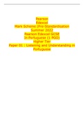 Pearson Edexcel Mark Scheme (Pre-Standardisation Summer 2022 Pearson Edexcel GCSE In Portuguese (1 PGO) Higher Tier Paper 01 : Listening and Understanding in Portuguese