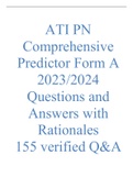 ATI PN Comprehensive Predictor Form A 2023-2024 Questions and Answers with Rationales (155 verified Q&A)