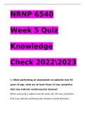 NRNP 6540 Week 5 Quiz Knowledge Check 20222023