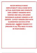 NCCER MODULE 8 BASIC EMPLOYABILITY SKILLS EXAM WITH ACTUAL QUESTIONS AND COMPLETE 100% CORRECT ANSWERS WITH VERIFIED AND WELL EXPLAINED  RATIONALES ALREADY GRADED A+ BY EXPERTS  |LATEST VERSION 2024 WITH GUARANTEED SUCCESS AFTER DOWNLOAD  ALREADY PASSED!!