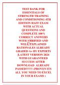 TEST BANK FOR ESSENTIALS OF STRENGTH TRAINING AND CONDITIONING 4TH EDITION HAFF EXAM WITH ACTUAL QUESTIONS AND COMPLETE 100% CORRECT ANSWERS WITH VERIFIED AND WELL EXPLAINED  RATIONALES ALREADY GRADED A+ BY EXPERTS  |LATEST VERSION 2024 WITH GUARANTEED SU