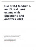 Bio d 151 Module 4 and 5 test bank  exams with questions and answers 2024