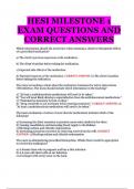 HESI Milestone 1 EXAM Questions & Correct Answers | - Test Questions & VERIFIED, Complete, Correct Answers (2024) with Complete Detailed Solutions