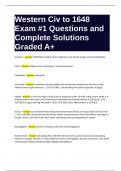 Western Civ to 1648 Exam -1 Questions and Complete Solutions Graded A+